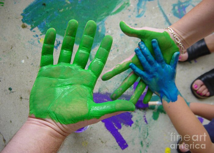Paint Greeting Card featuring the photograph Parents and Child Paint Hands by Jason Freedman