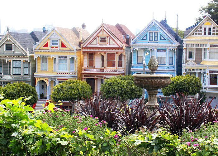Painted Ladies Greeting Card featuring the photograph Painted Ladies San Francisco by Cheryl Del Toro