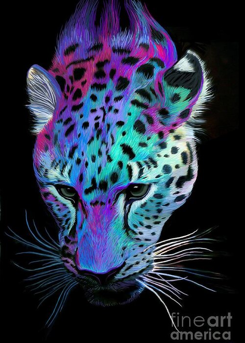Leopard Greeting Card featuring the digital art Painted Leopard by Nick Gustafson