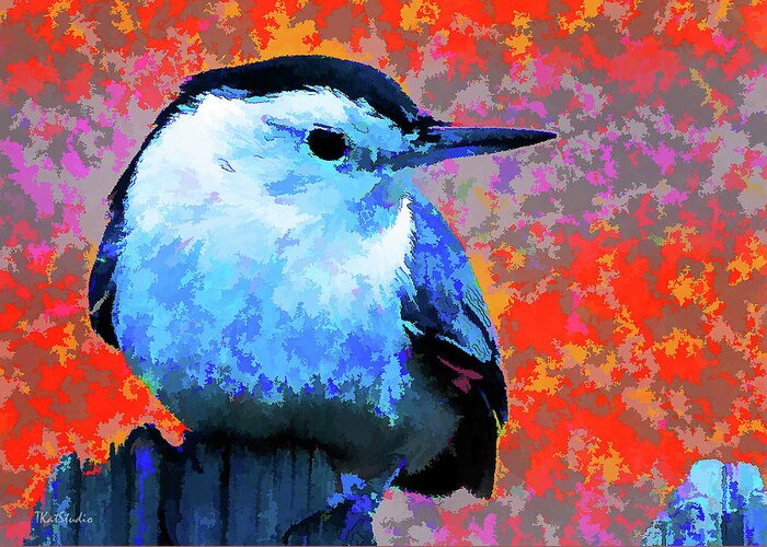 Backyard Birds Greeting Card featuring the photograph Painted White Breasted Nuthatch by Tim Kathka