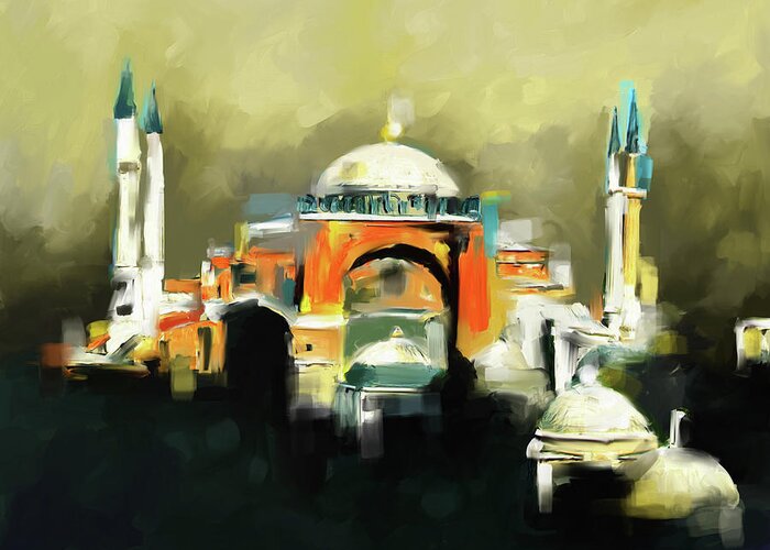 Hagia Sophia Greeting Card featuring the painting Painting 768 1 Hagia Sophia by Mawra Tahreem