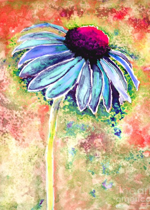 Abstract Greeting Card featuring the painting Painting Cone Flower 8615C by Mas Art Studio