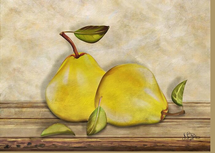 Pair Of Pears Greeting Card featuring the digital art Pair of Pears by Nina Bradica
