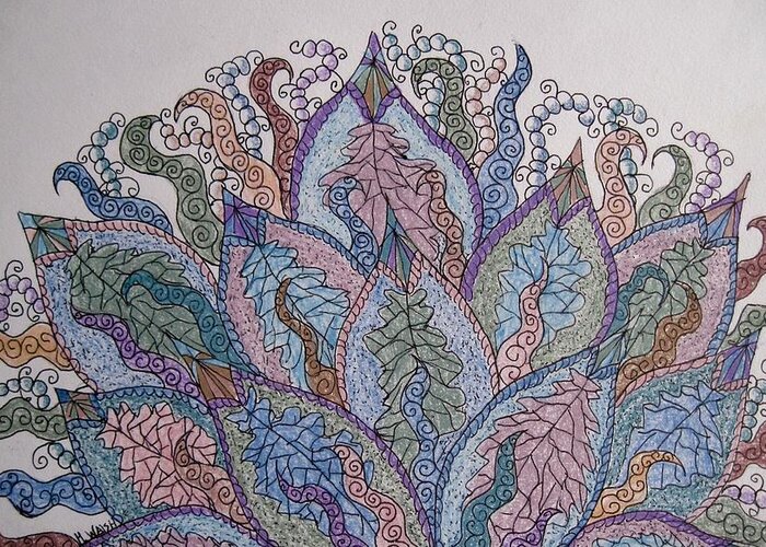 Abstract Greeting Card featuring the drawing Paisley fan by Megan Walsh
