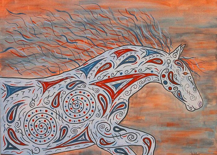 Horse Greeting Card featuring the painting Paisley Spirit by Susie WEBER