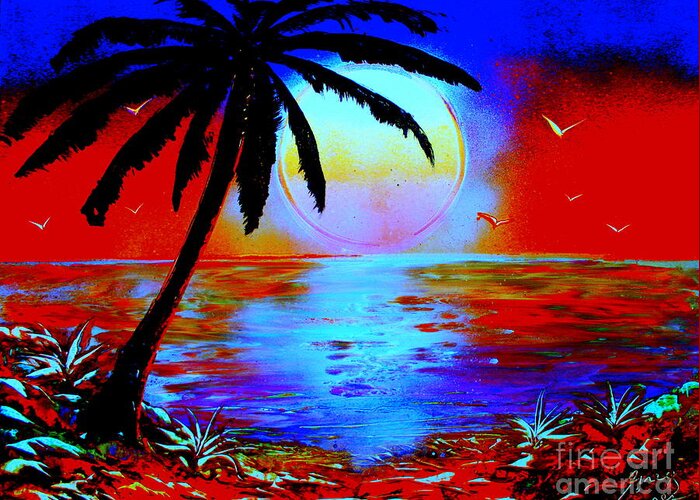 Seascape Greeting Card featuring the painting Palm - E by Greg Moores