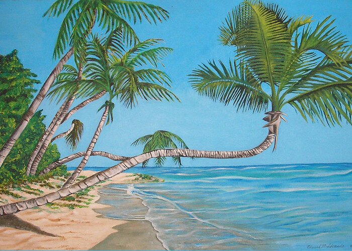 Beach Greeting Card featuring the painting Palm Tree by Edward Maldonado