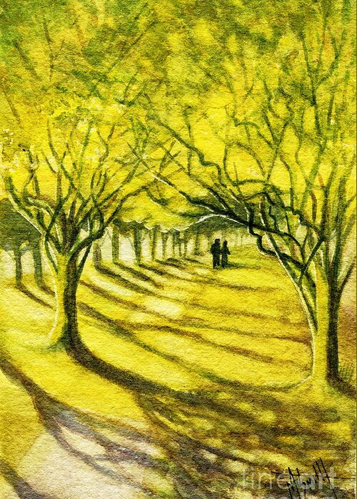 Palo Verde Trees Greeting Card featuring the painting Palo Verde Pathway by Marilyn Smith