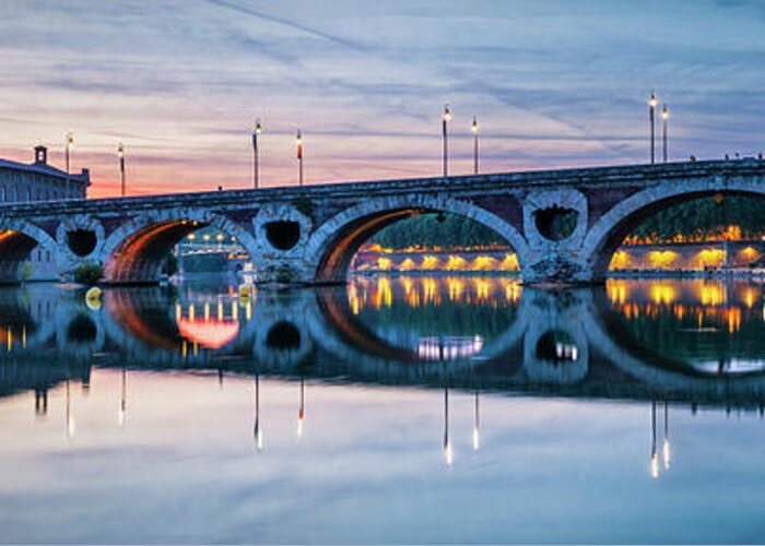 Pont Neuf Greeting Card featuring the photograph Panorama of Pont Neuf in Toulouse by Elena Elisseeva