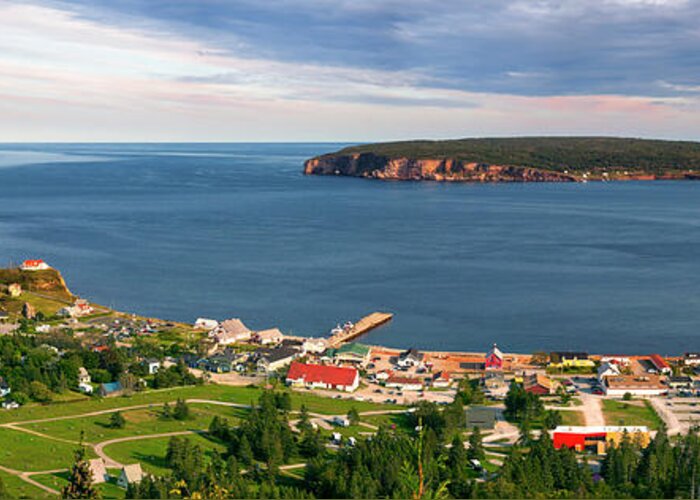 Perce Greeting Card featuring the photograph Panoramic view in Perce Quebec by Elena Elisseeva
