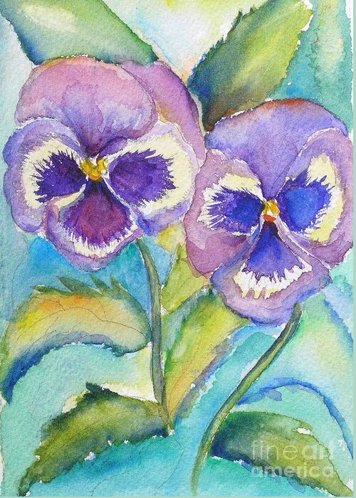 Pansy Greeting Card featuring the painting Pansies by Patricia Piffath