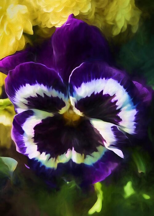Pansy Greeting Card featuring the digital art Pansy flower by Lilia S