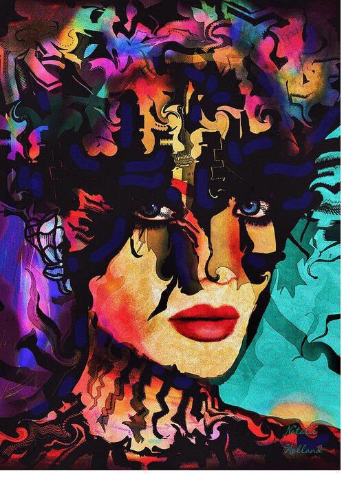 Face Greeting Card featuring the mixed media Paradise Goddess by Natalie Holland