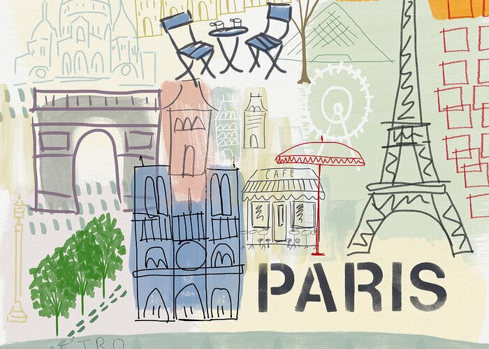 Paris Greeting Card featuring the painting Paris Cityscape- Art by Linda Woods by Linda Woods