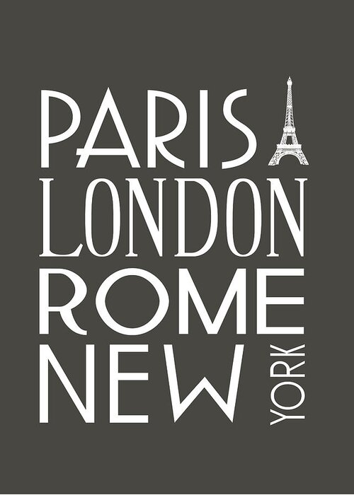 Vintage Greeting Card featuring the digital art Paris, London, Rome and New York Pillow by Jaime Friedman