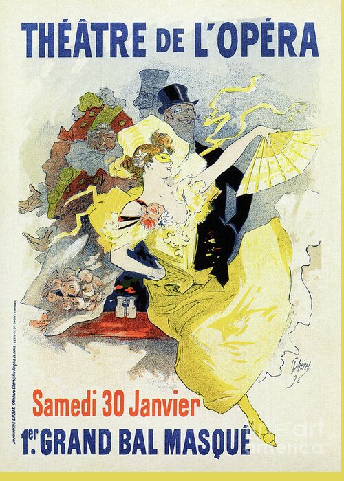  Greeting Card featuring the drawing Paris masquerade ball 1896 by Heidi De Leeuw