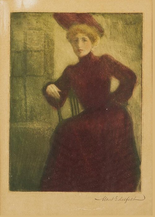 Albert Edelfelt (1854-1905) Parisienne Greeting Card featuring the painting Parisienne etching by MotionAge Designs