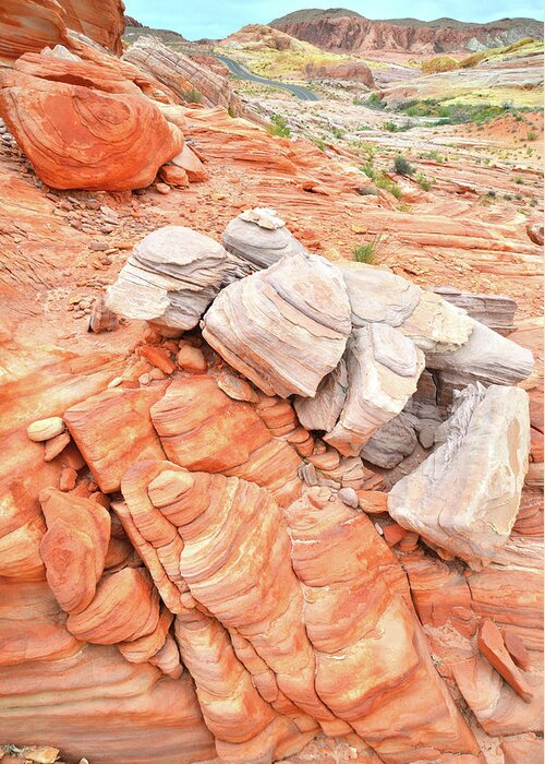 Valley Of Fire State Park Greeting Card featuring the photograph Park Road Sandstone in Valley of Fire by Ray Mathis