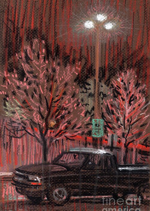 Parking Lot Greeting Card featuring the drawing Parking Lights by Donald Maier