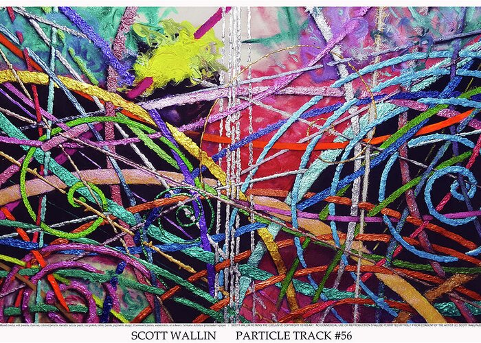A Bright Greeting Card featuring the painting Particle Track Fifty-six by Scott Wallin