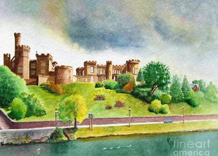 Scotland Greeting Card featuring the painting Partly Cloudly by Karen Fleschler