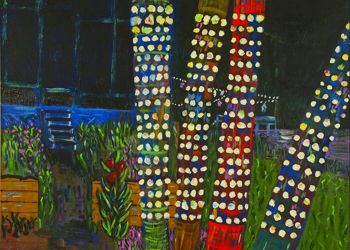 Party Greeting Card featuring the painting Party Lights I by Angela Annas