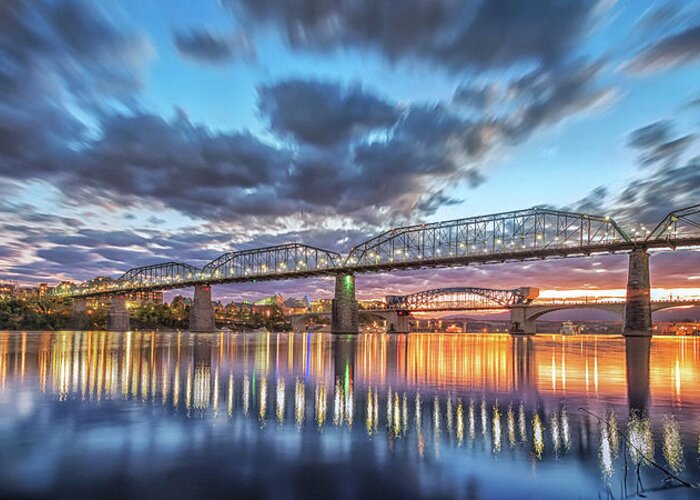 Chattanooga Greeting Card featuring the photograph Passing Clouds Above Chattanooga Pano by Steven Llorca