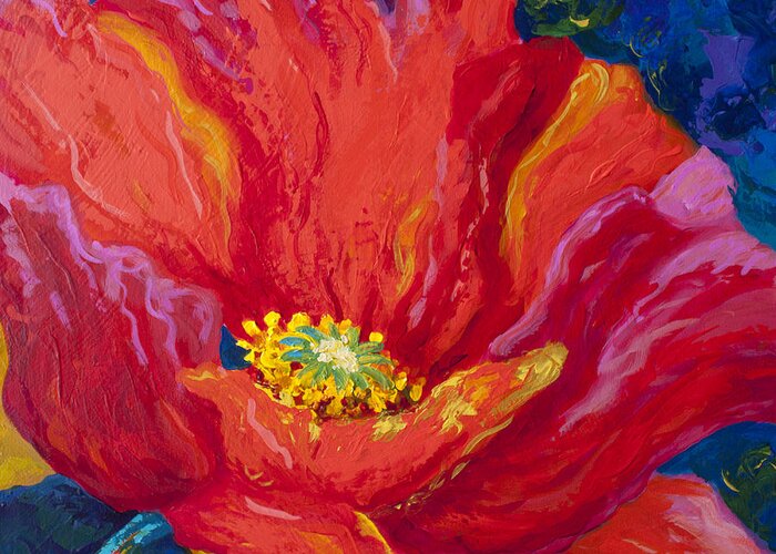 Red Greeting Card featuring the painting Passion II by Marion Rose