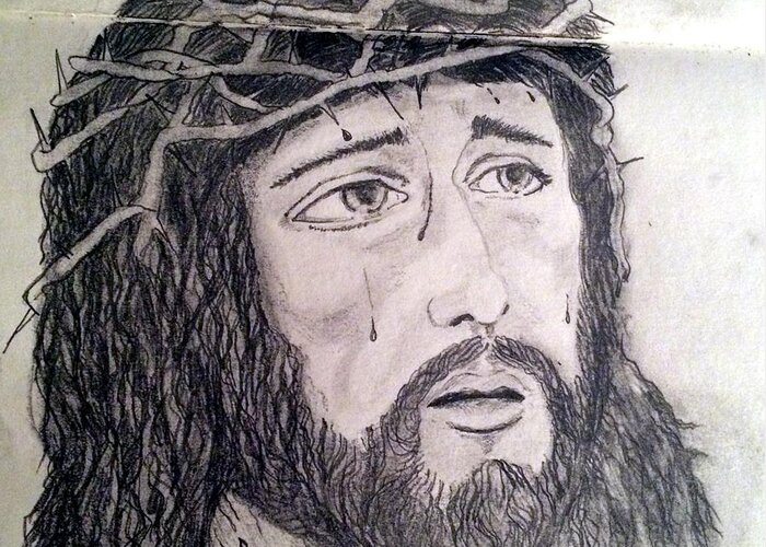 Passion Of Christ Greeting Card featuring the painting Passion Of Christ by Brindha Naveen