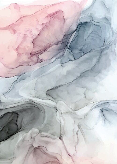 Digital Greeting Card featuring the painting Pastel Blush, Grey and Blue by Elizabeth Karlson