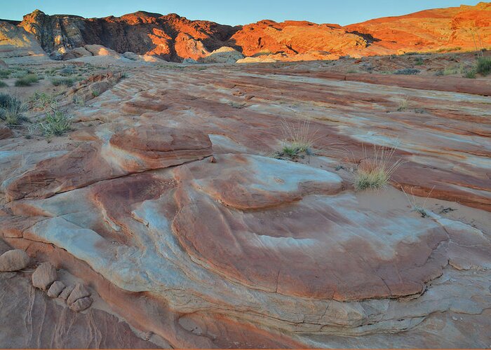 Valley Of Fire State Park Greeting Card featuring the photograph Pastel Sandstone of Wash 2 in Valley of Fire at Sunrise by Ray Mathis