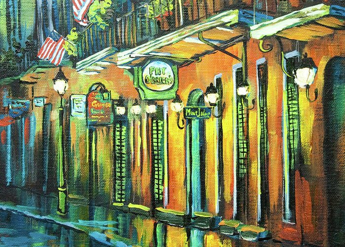 Louisiana Restaurant Greeting Card featuring the painting Pat O Briens by Dianne Parks