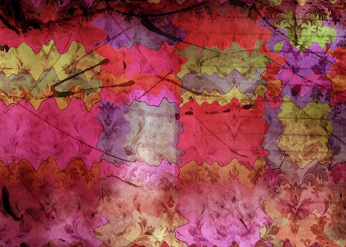 Abstract Art Greeting Card featuring the digital art Patchwork Promises by Bonnie Bruno