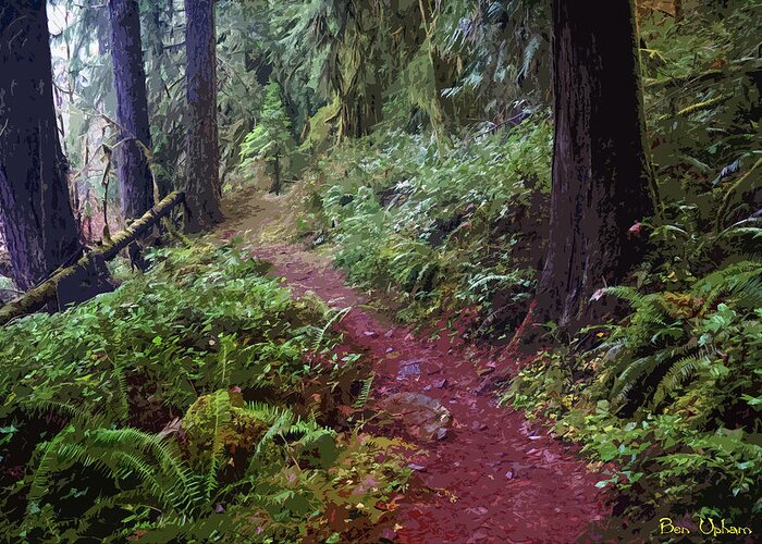 Forest Greeting Card featuring the photograph Pathway Through A Forest in Oregon by Ben Upham III