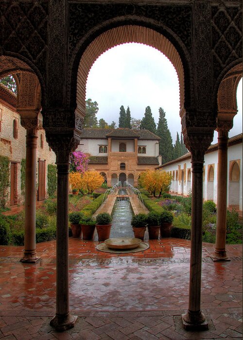 Granada Greeting Card featuring the photograph Patio de la Acequia Palace View by Levin Rodriguez