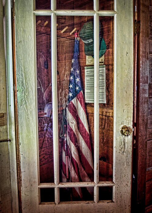 Cabin Greeting Card featuring the photograph Patriot On Call by Ron Weathers