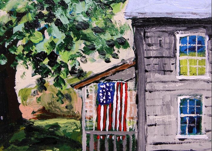 American Flag Greeting Card featuring the painting Patriot's Display by John Williams