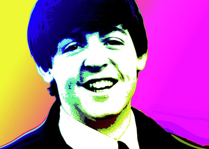 Paul Mccartney Beatles Singer Musician 1960s Pop Art Greeting Card featuring the painting Paul McCartney by Greg Joens