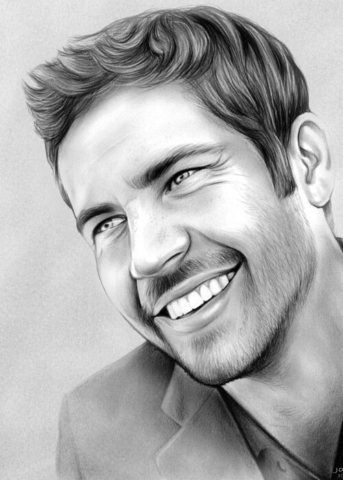 Celebrity Greeting Card featuring the drawing Paul Walker by Greg Joens