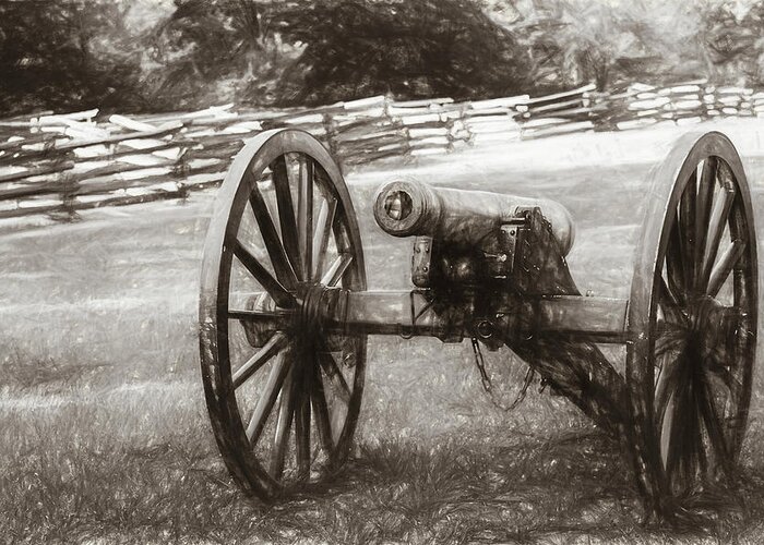 Battlefield Greeting Card featuring the photograph Pea Ridge Sketch 1 Sepia by James Barber