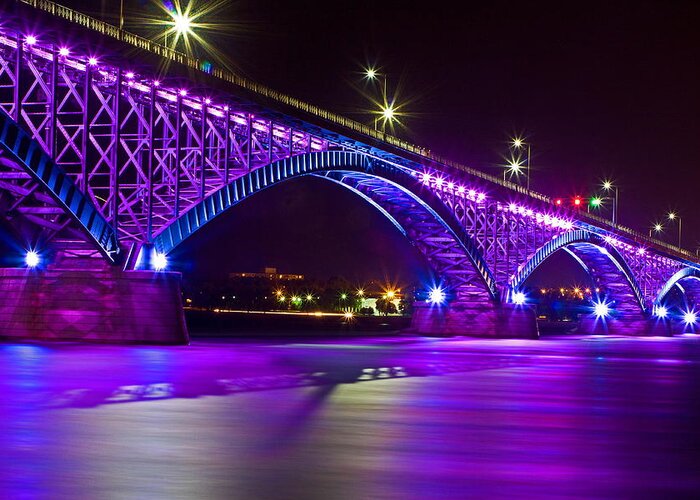 Bridge Greeting Card featuring the photograph Peace Bridge LED by Don Nieman