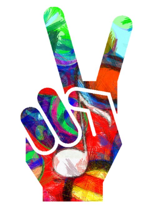 Abstract Greeting Card featuring the digital art Peace Hippy Paint Hand Sign by Edward Fielding