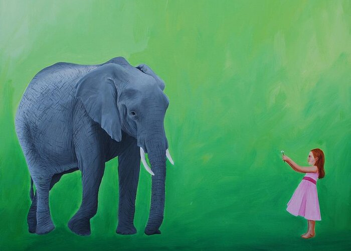 Elephant Greeting Card featuring the painting Peace Offering by Emily Page