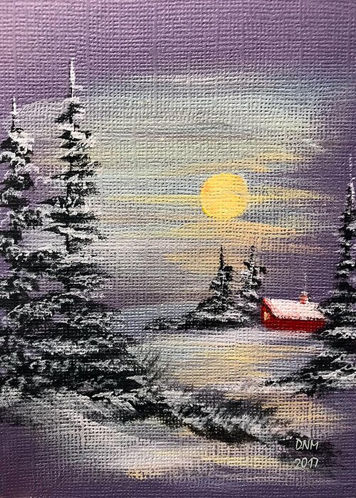 Snow Greeting Card featuring the painting Peaceful Night by Dorothy Maier
