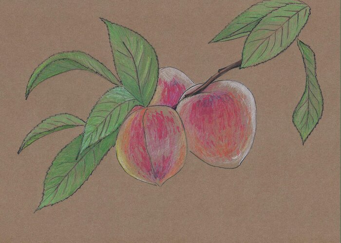 Peach Greeting Card featuring the painting Peach Branch by Masha Batkova