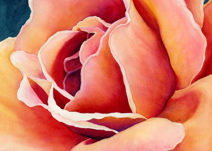 Rose Greeting Card featuring the painting Peach Rose by Hailey E Herrera