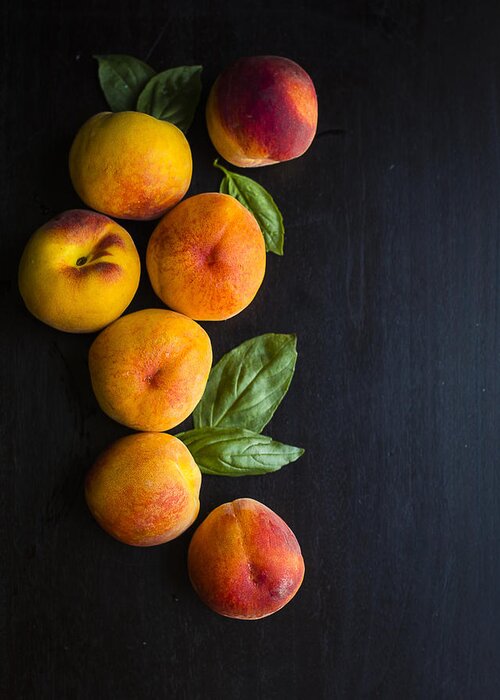 Peaches Greeting Card featuring the photograph Peaches and Basil by Nicole English