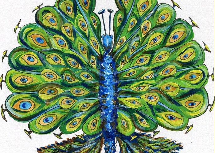 Peacock Greeting Card featuring the painting Peacock Butterfly Illustration by Catherine Gruetzke-Blais