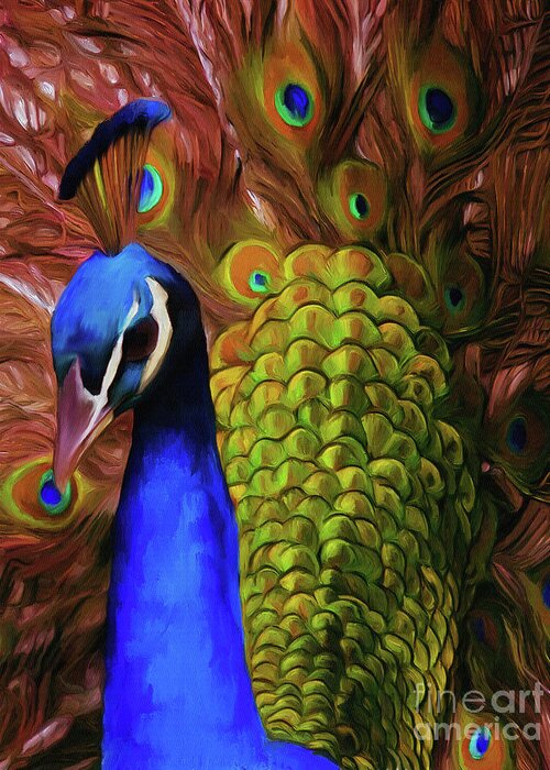 Peacock Feather Greeting Card featuring the painting Peacock feathers by Gull G