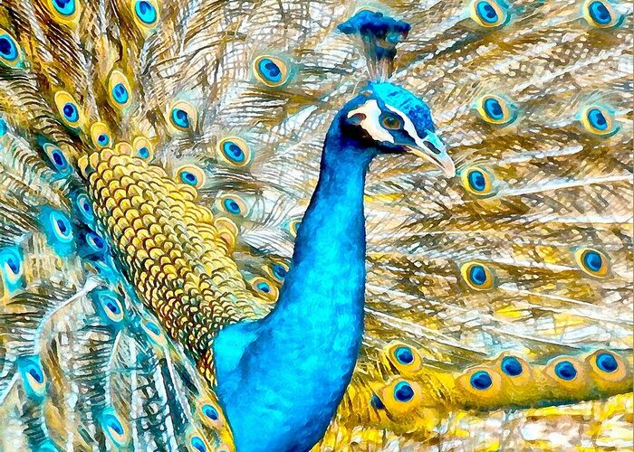 Bird Greeting Card featuring the digital art Peacock Paradise by Charmaine Zoe
